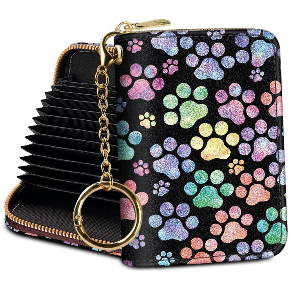 9402 Puppy Dog Paw Credit Card Holder RFID Wallet, Small Card Holder Cute